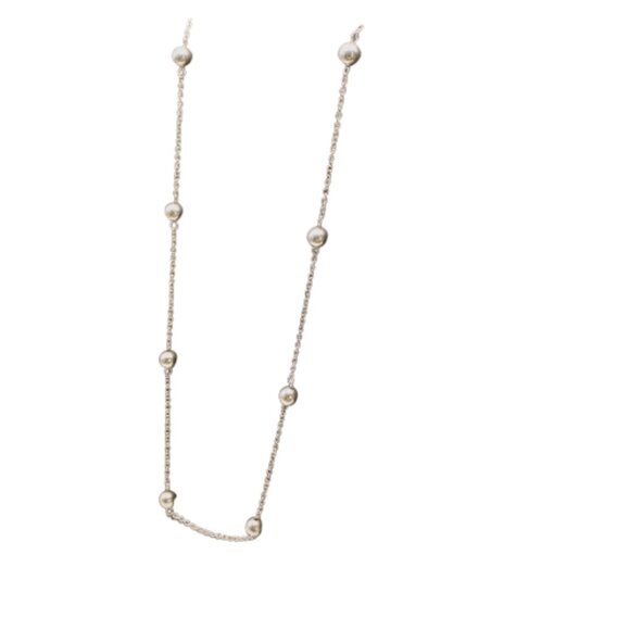 Chaps 34-36 inch Silver Tone Beaded Chain Necklace Long Layering Jewelry - Picture 5 of 8